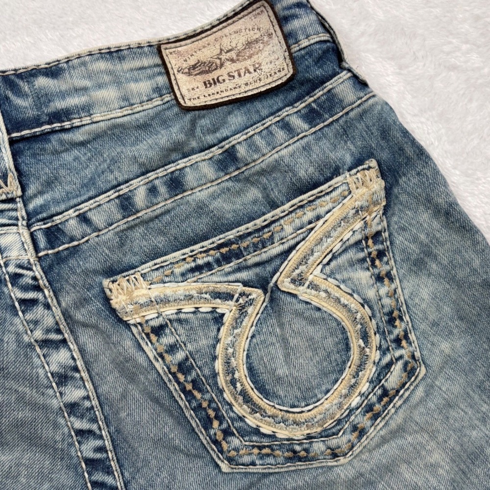 Y2K Big Star Liv Bootcut Jeans Womens 24Lx34 (FIT 28W) Embroider Low Rise Faded